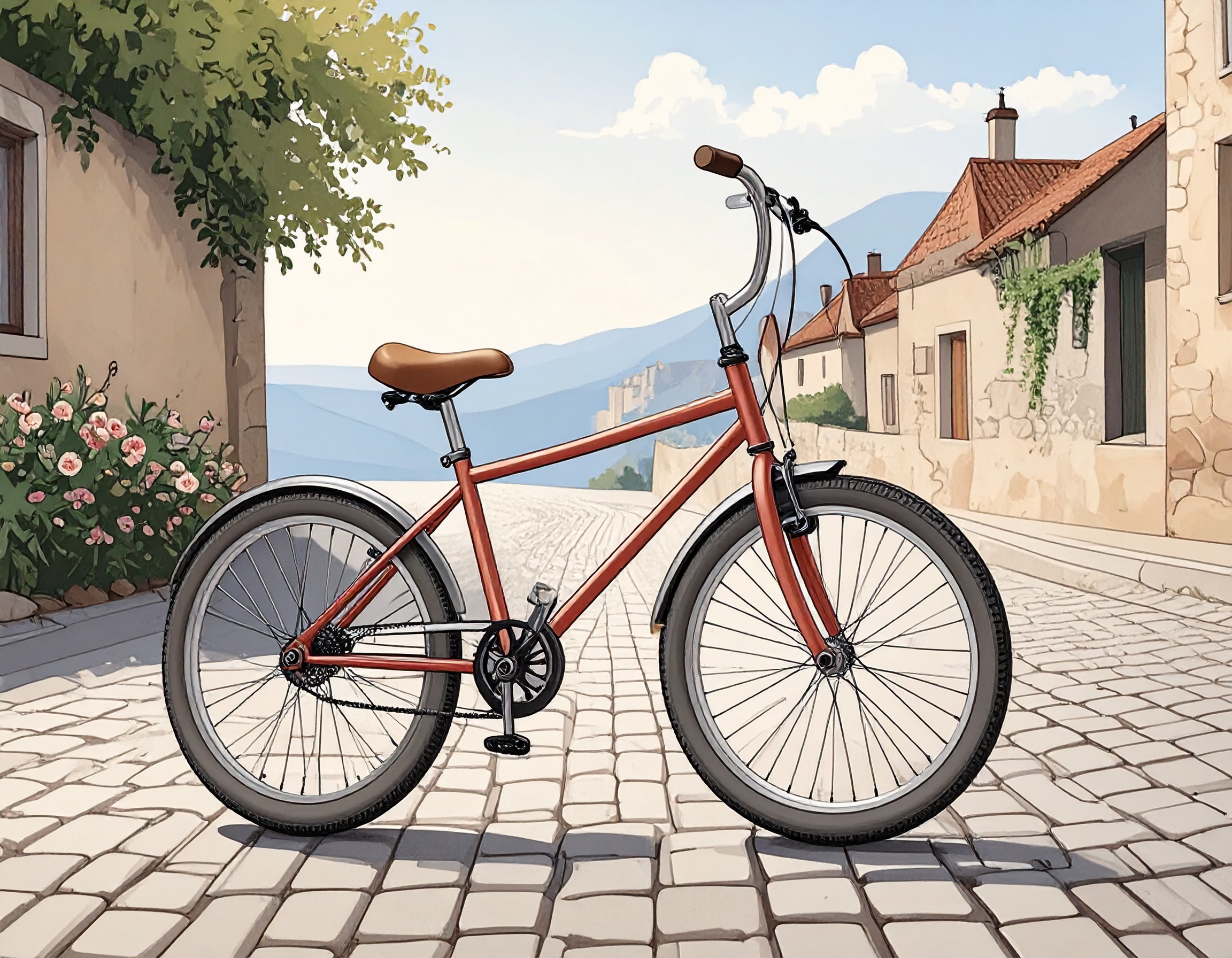 石畳と自転車